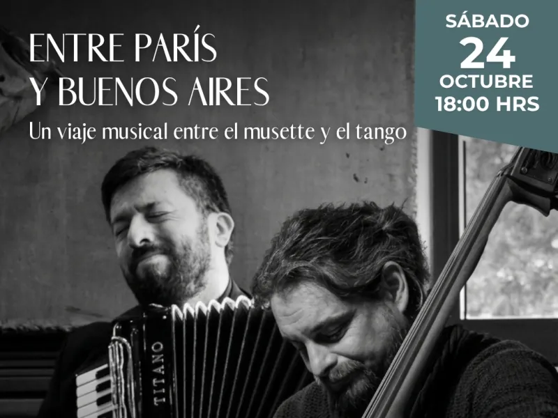 “Entre París y Buenos Aires”: acordeón y contrabajo reúnen el musette francés y el tango en un concierto íntimo