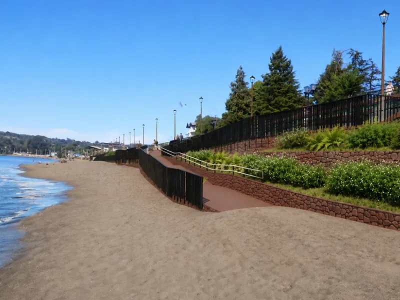 Se inició construcción de Parque Costanera en playa de Puerto Chico