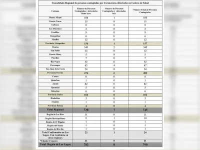 790 casos confirmados de Covid-19 en la Región de Los Lagos 
