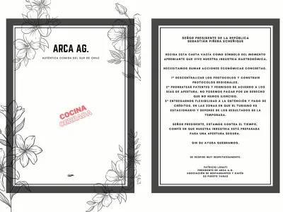 Carta de la Asociación de Restaurantes y Cafés de Puerto Varas al Presidente Sebastián Piñera 