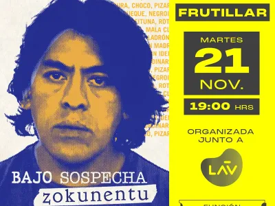 Función gratuita del documental "Bajo Sospecha: Zokunentu"  en la Biblioteca de Frutillar