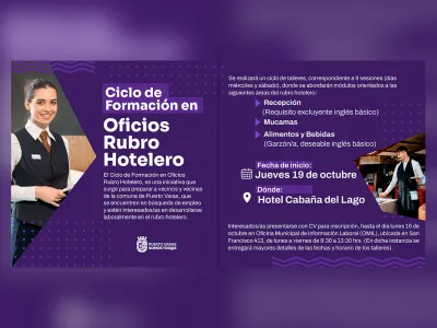 OMIL Puerto Varas invita a Ciclo de Formación de Oficios para el Rubro Hotelero