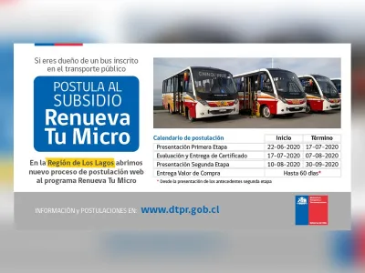 Se inicia postulación al  programa Renueva Tu Micro del Ministerio de Transportes y Telecomunicaciones